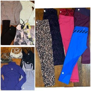 Huge lot of Lululemon size 6 leggings, Scuba long sleeve, tank tops, sports bras